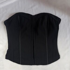 Strapless Black Pinstripe Bustier Top Sm-Med